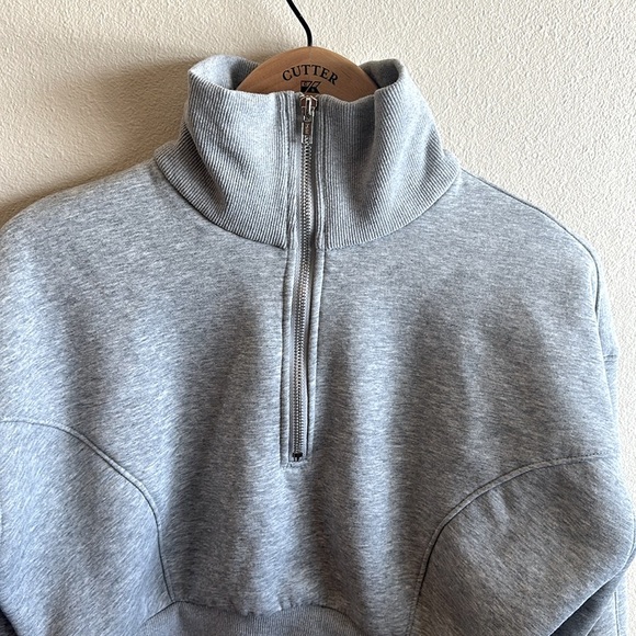Emory Park Quarter Zip Sweatshirt Size Large Light Gray Mock Neck Cropped - Picture 5 of 15